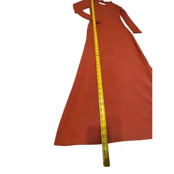 Free People Beach Burnt Orange Long Sleeve Backless Body-Con Maxi Dress Small - Picture 6 of 11